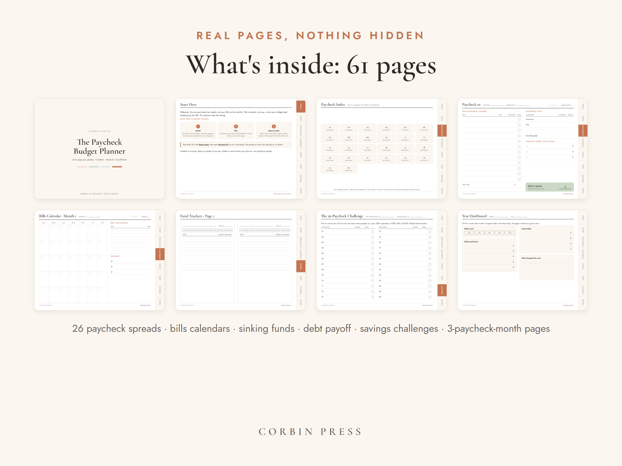 The Paycheck Budget Planner — Every page, honestly shown
