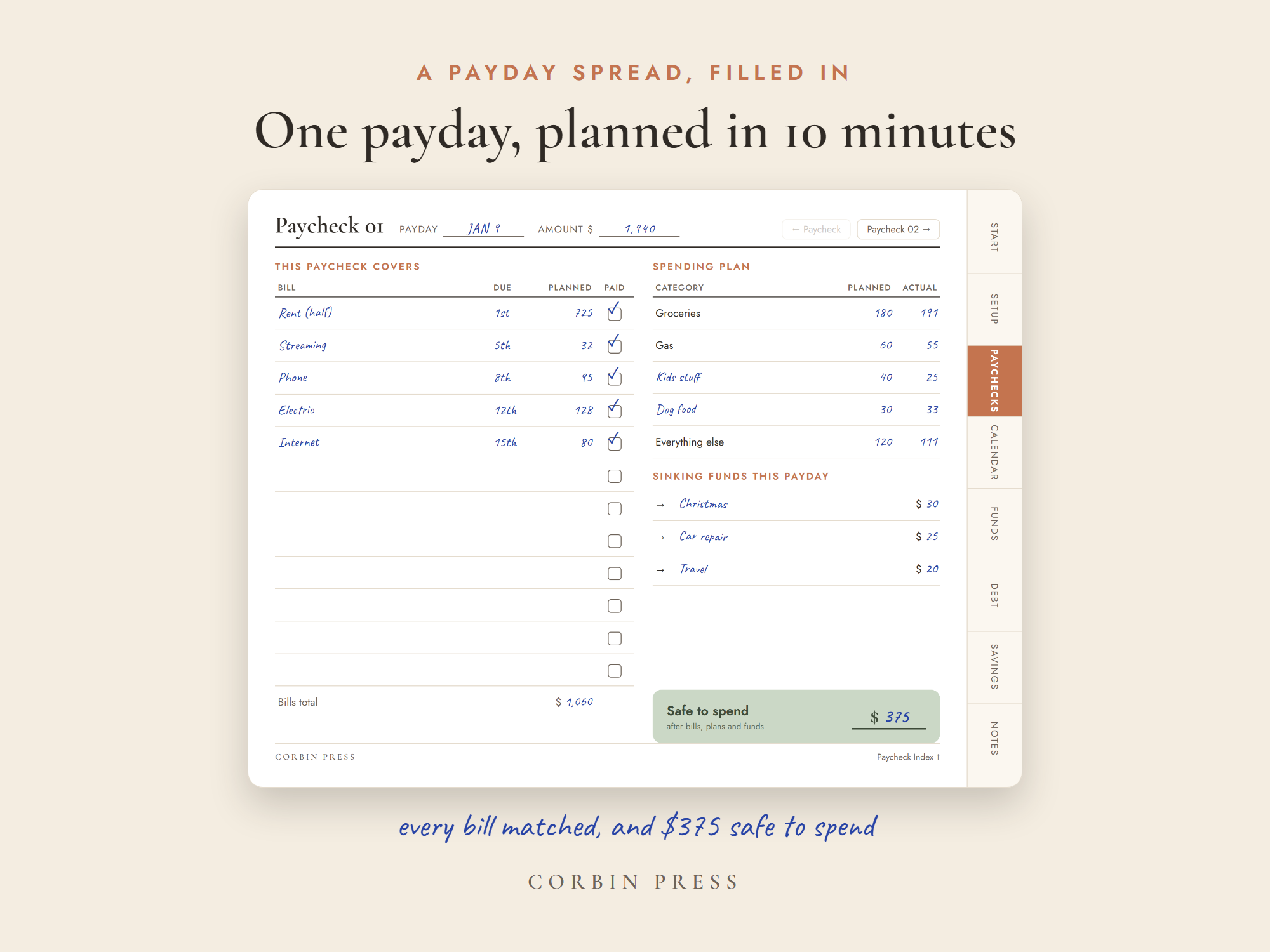 The Paycheck Budget Planner